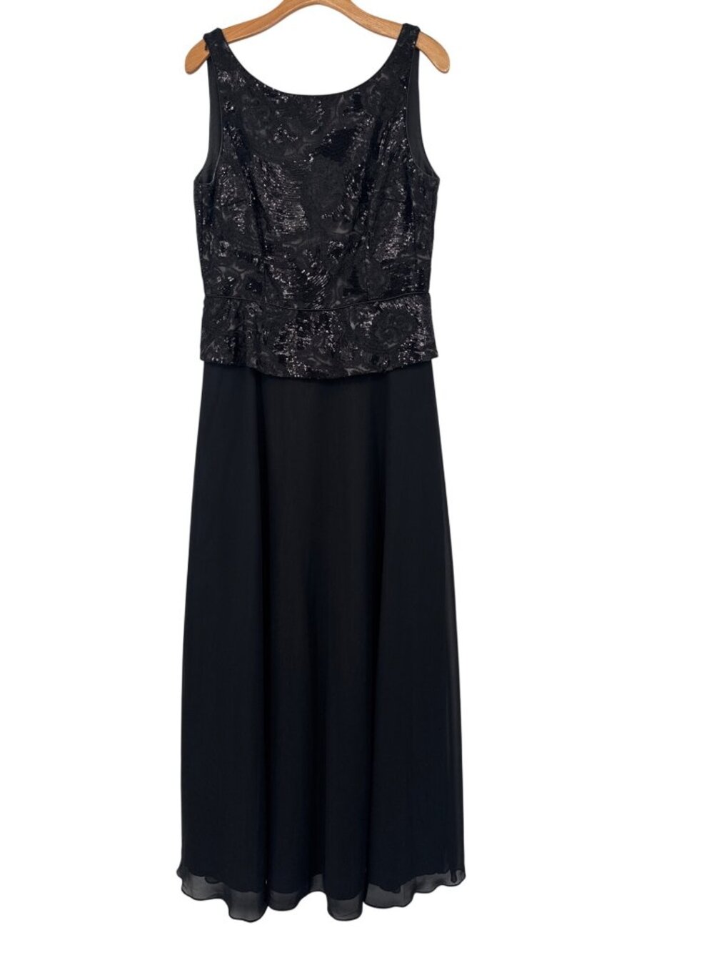 Calvin Klein Womens Black Sleeveless Sequin Bodice Maxi Gown Dress Size 12